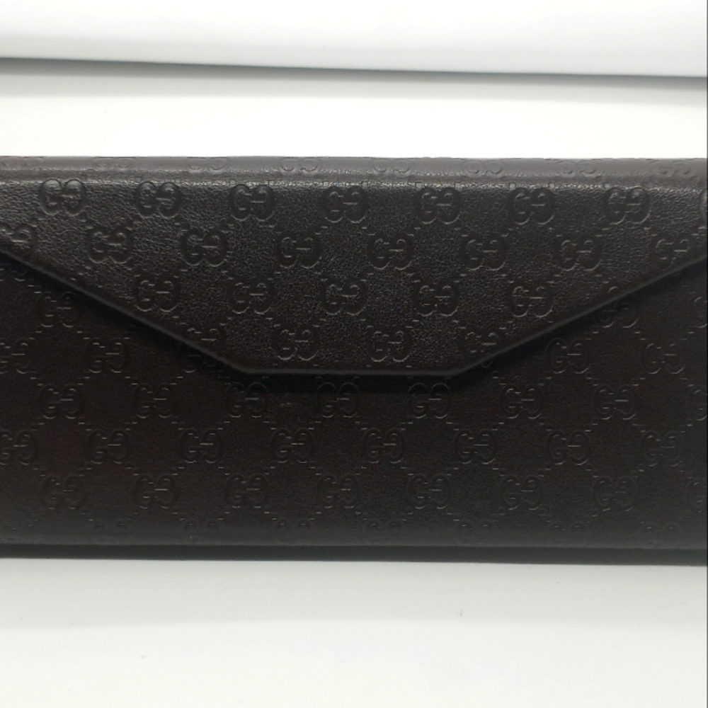 Gucci Sunglasses Case Protector Brown Gray Gold Lens Wipe Included Tri Fold